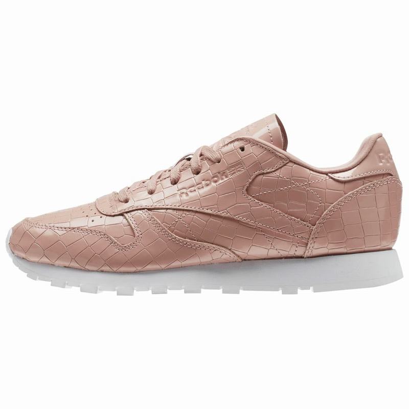 Reebok Classic Leather Crackle Tenisky Damske - Ruzove/Biele SF1930VS